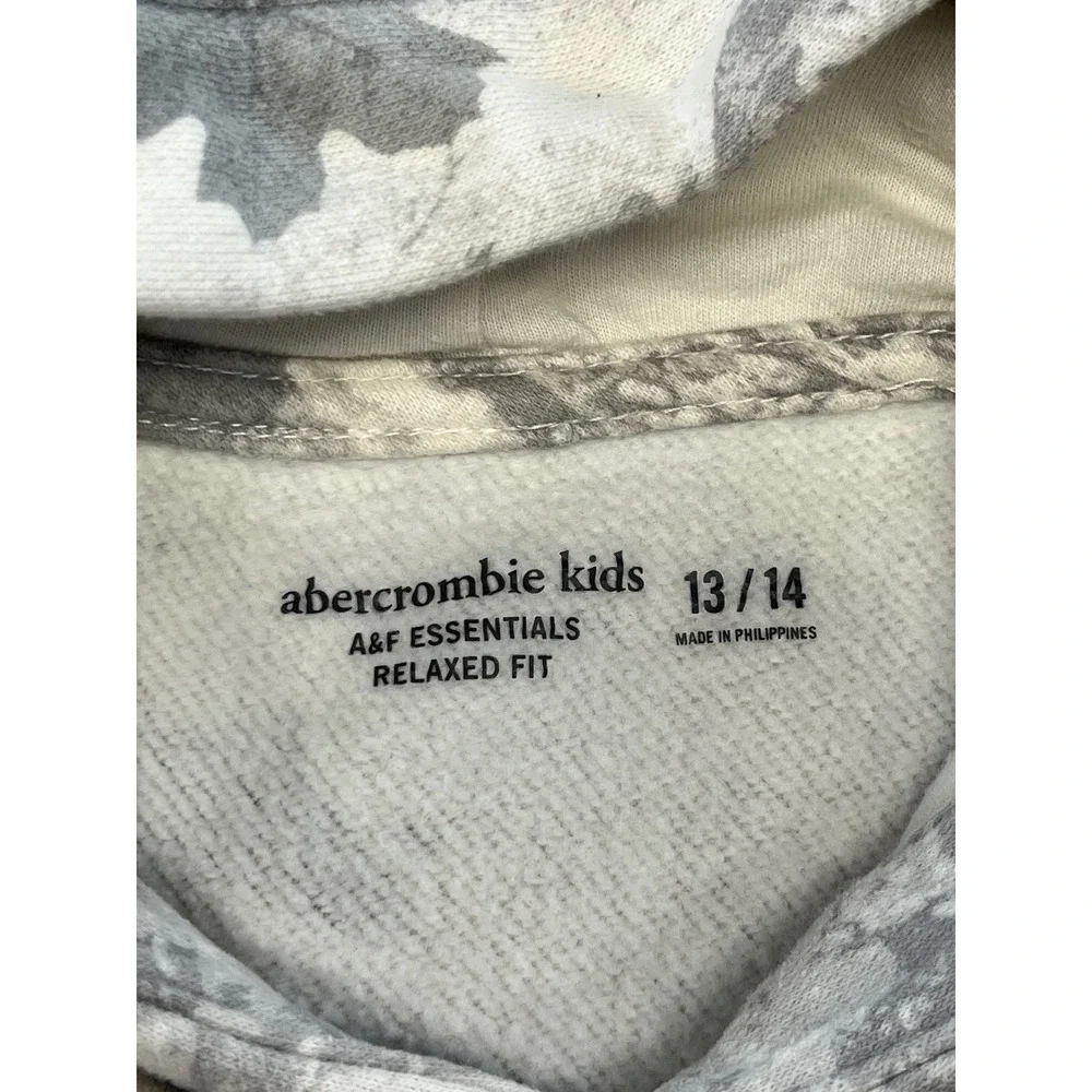 Abercrombie Kids A&F Essentials Grey Leaf Camo Relaxed Fit Hoodie 13/14